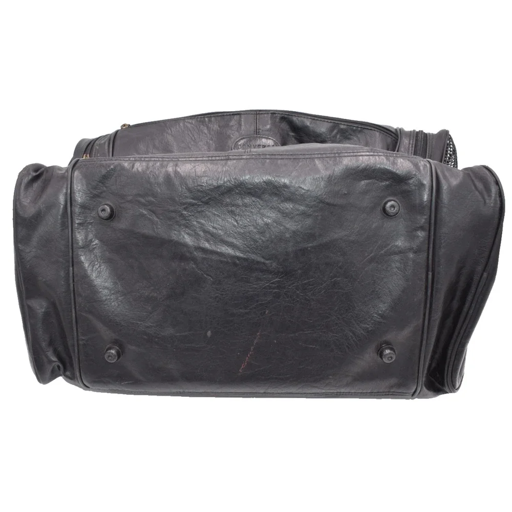 CONVERSE Gym Duffle Bag - Black Faux Leather w/Crossbody Strap - 19x10x10